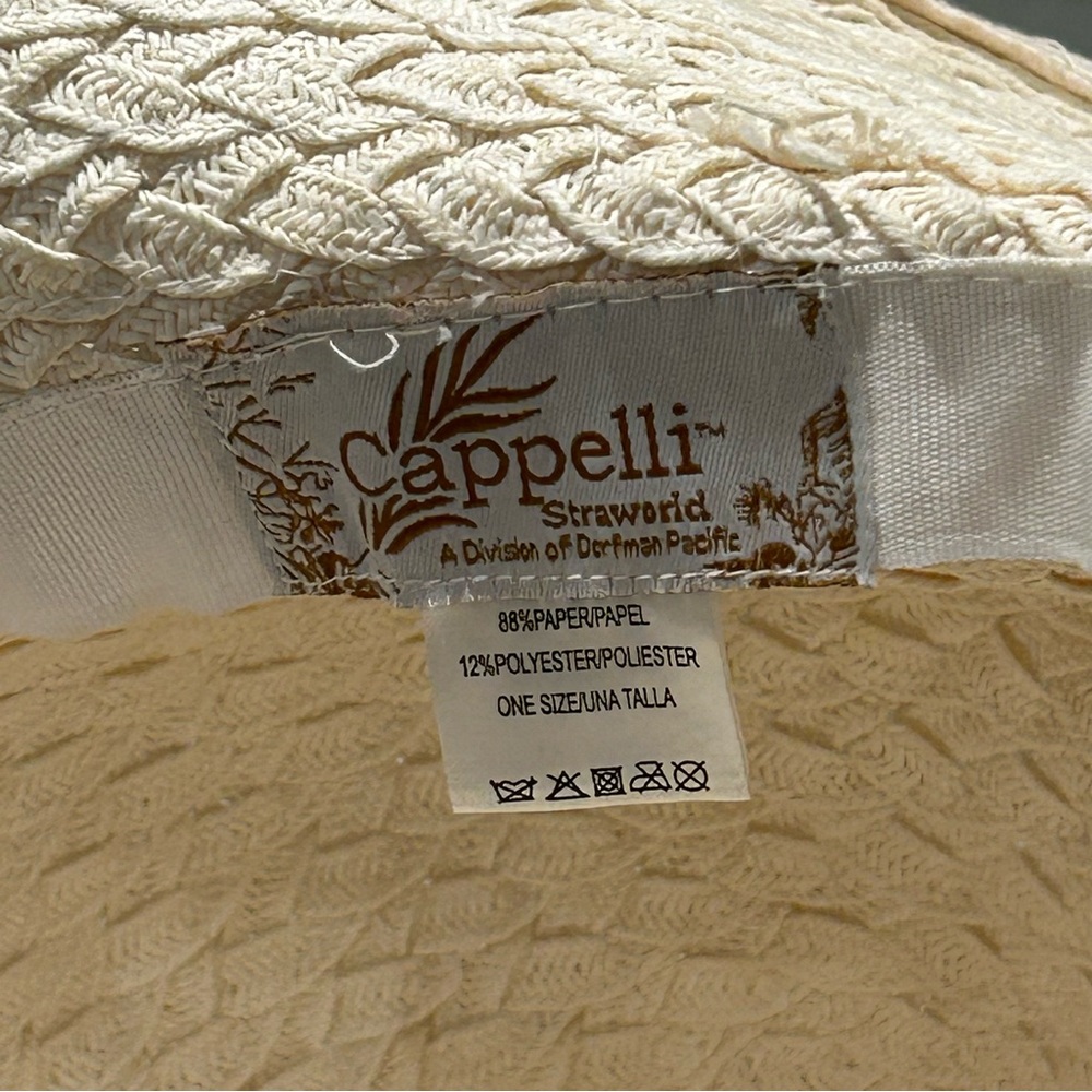 Cappelli Straworld Sun Hat Creamy Neutral Color Foldable Flowers One Size Womens - Picture 6 of 7